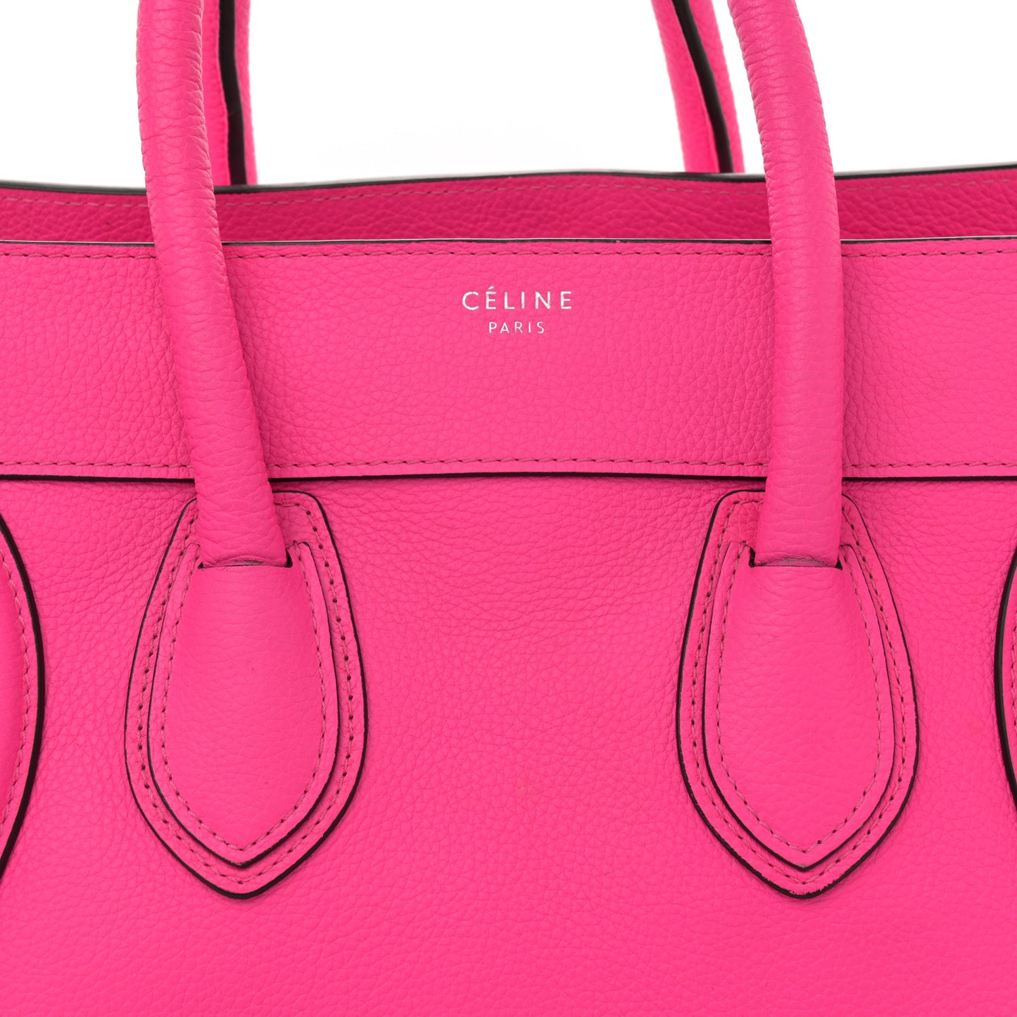 Drummed Calfskin Mini Luggage Fluo Pink