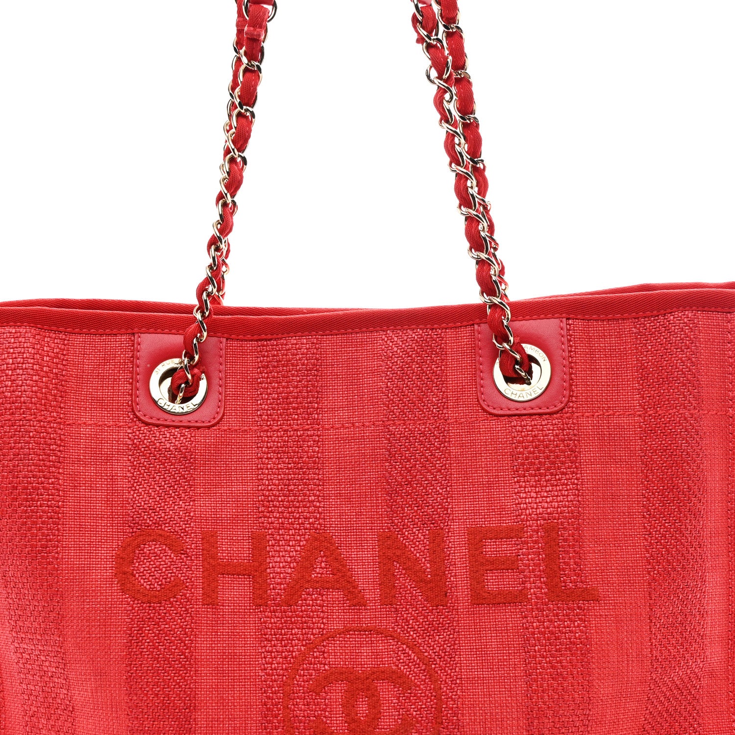 Chanel Mixed Fibers Striped Small Deauville Tote Red 8 of 10