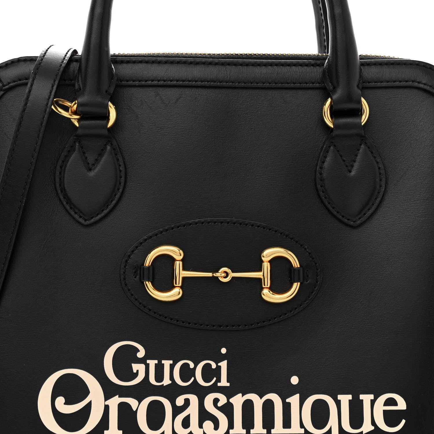 バッグ ggh25600 Gucci Calfskin Orgasmique Horsebit 1955 Duffle Bag Black Vanilla