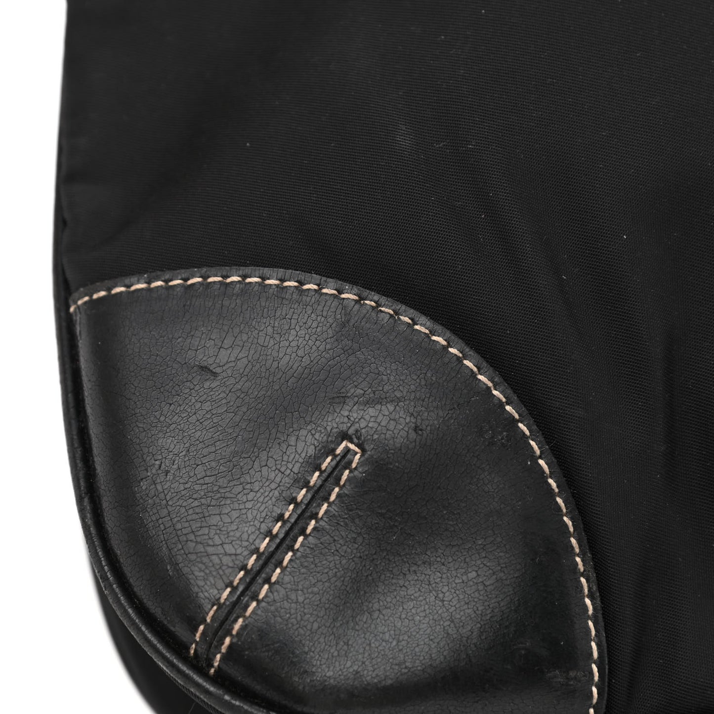 Tessuto Nylon Calfskin Flat Messenger Bag Black