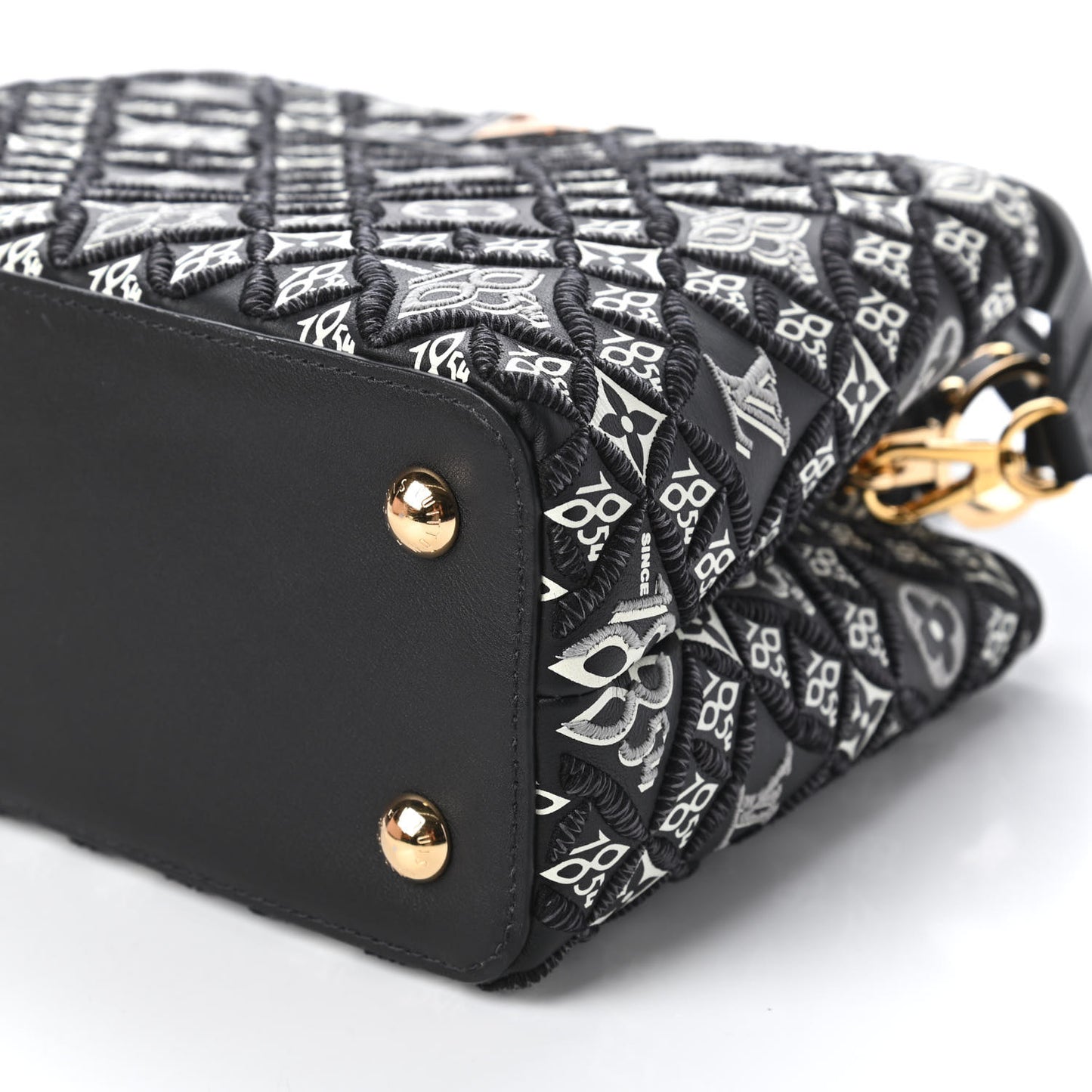 Calfskin Since 1854 Embroidered Capucines PM Black