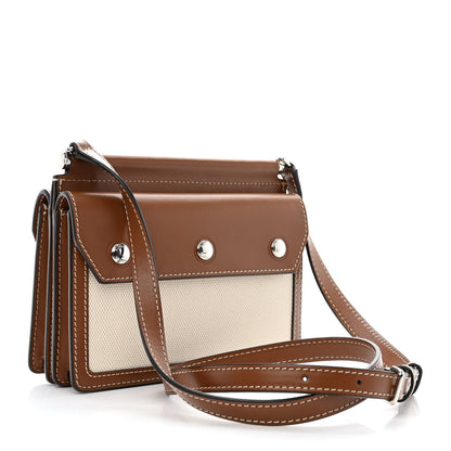 Burberry Smooth Calfskin Canvas Horseferry Print Mini Title Bag with Pocket Natural Malt Brown 3 of 11