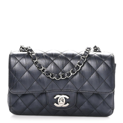 Chanel Iridescent Calfskin Quilted Mini Rectangular Flap Charcoal 1 of 10
