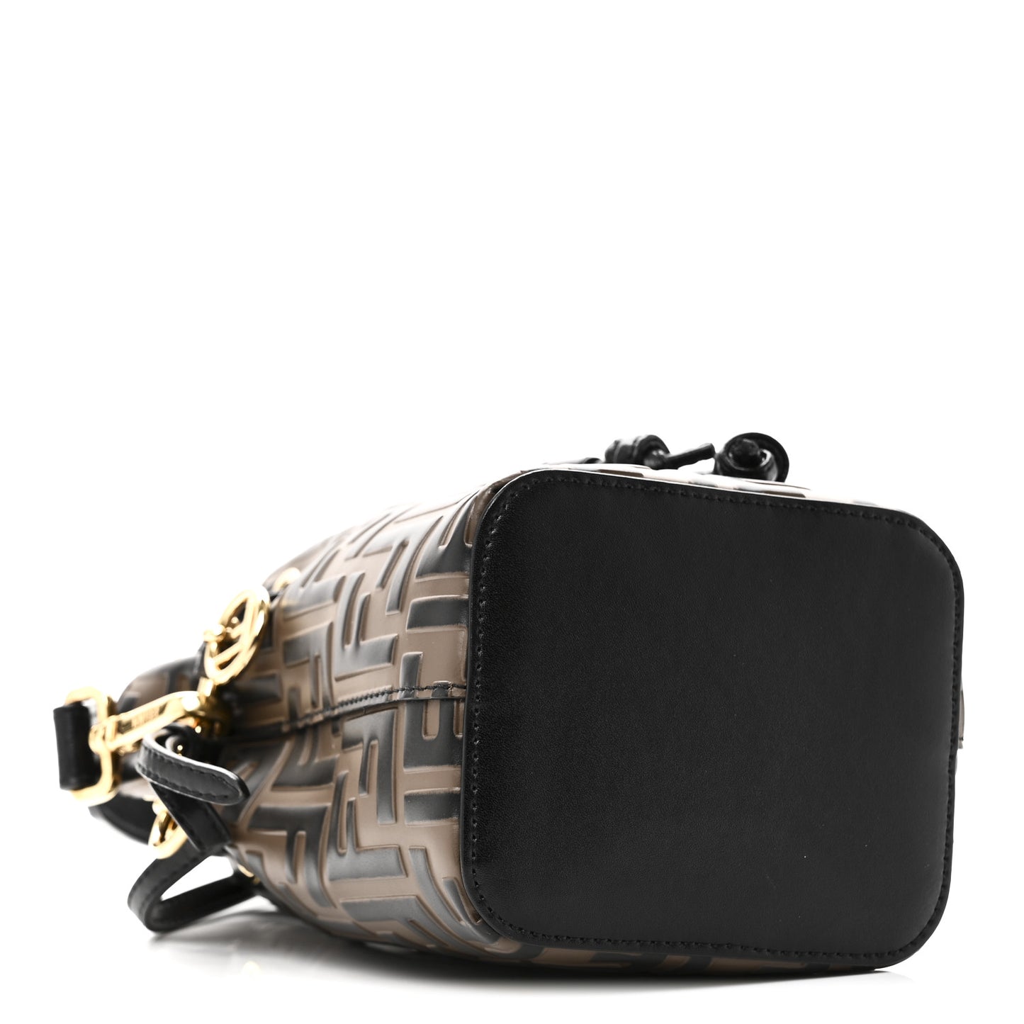 Vitello Liberty F is Fendi Bi-Color FF 1974 Embossed Mini Mon Tresor Bucket Bag Maya Black