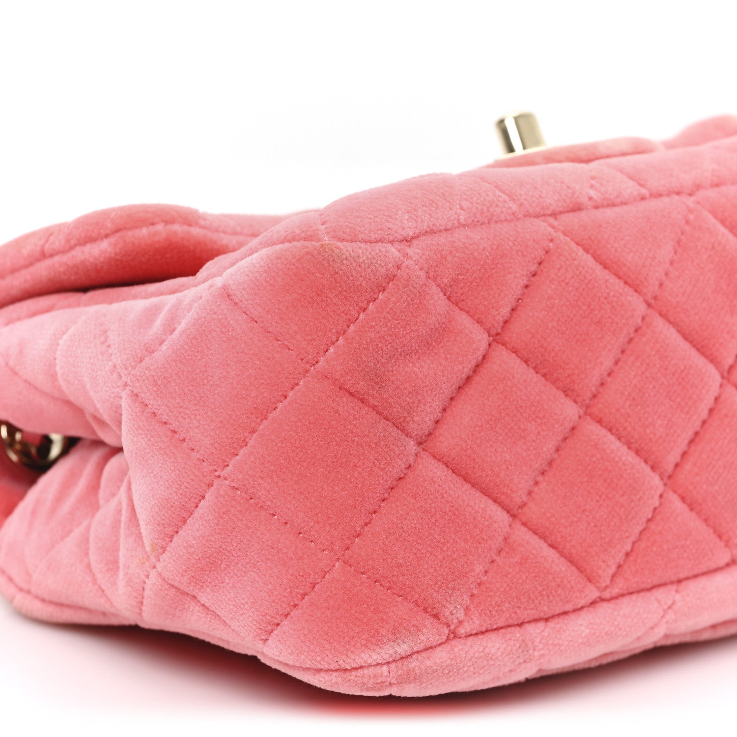 Chanel Velvet Quilted Mini Square Pearl Crush Flap Coral 9 of 11