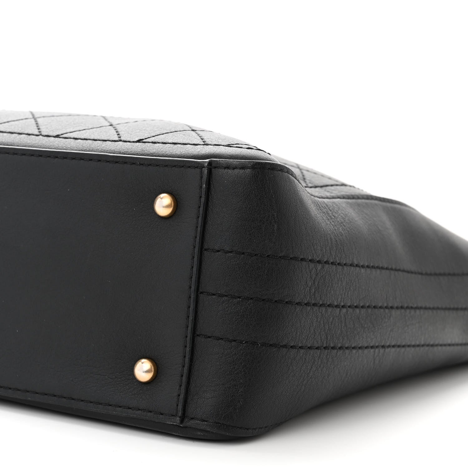 Chanel Bullskin Stitched Bi-Color Large Shopping Tote Black 10 of 12