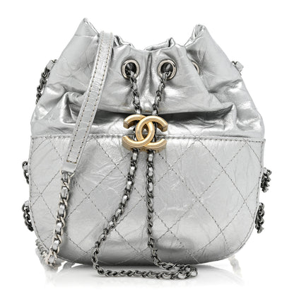 Chanel Metallic Aged Calfskin Quilted Small Gabrielle Bucket Silver 1 of 8
