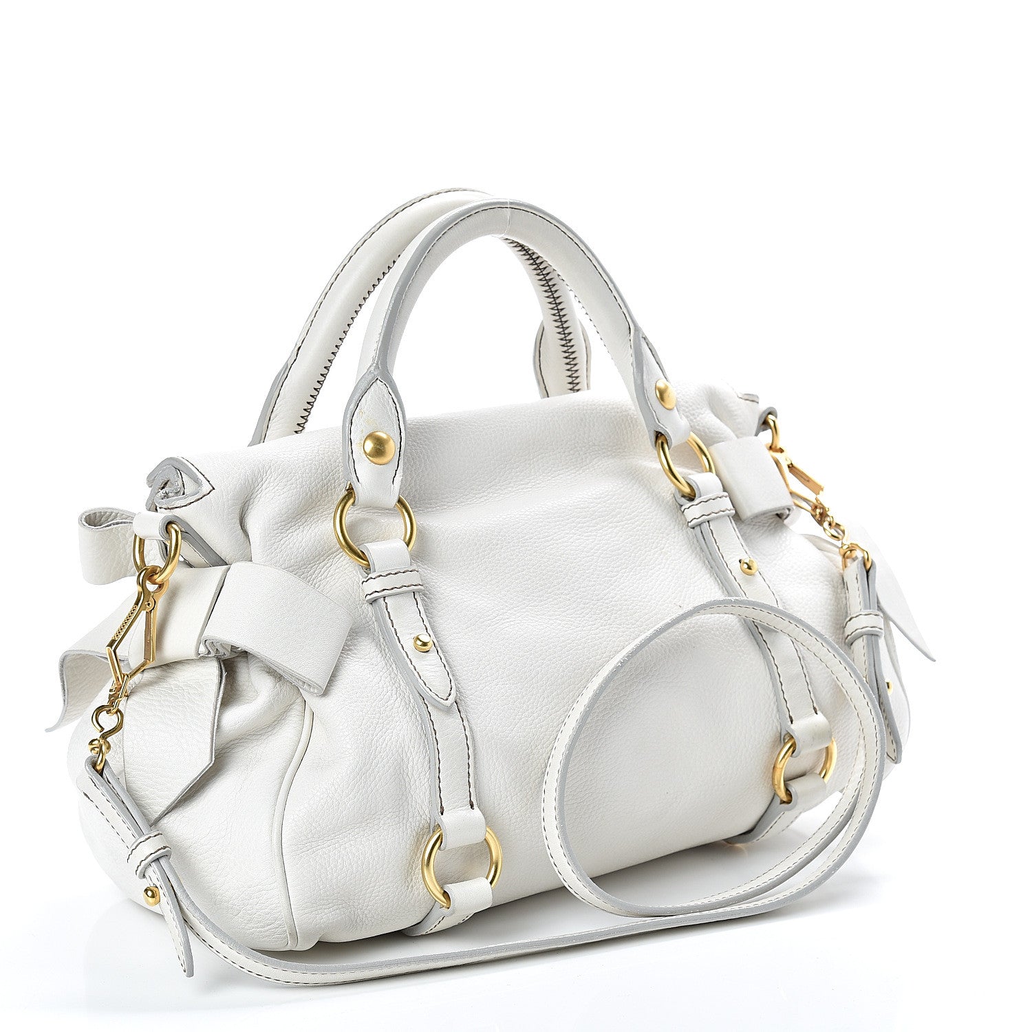 Miu Miu Vitello Bow Bag White 3 of 16