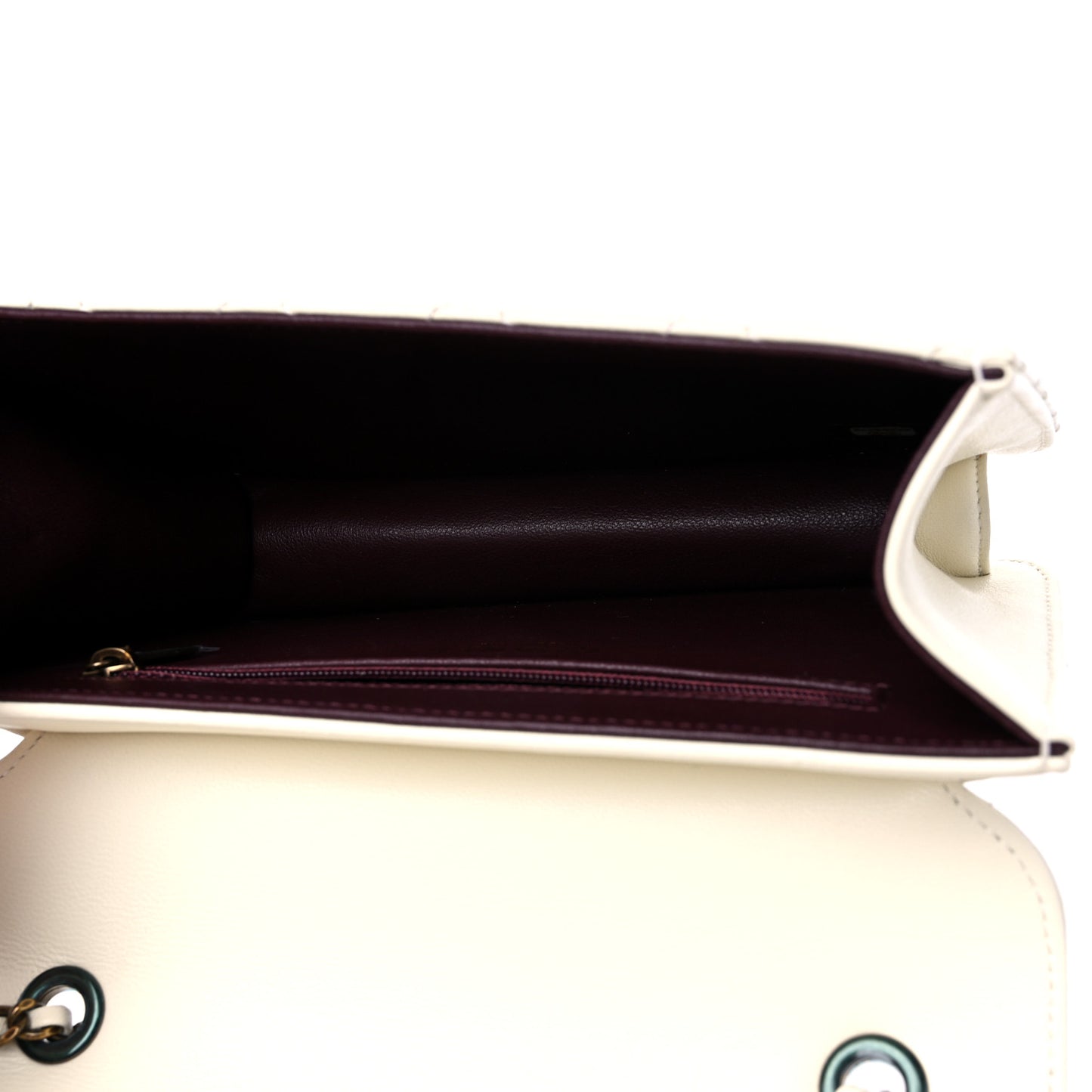 Sheepskin Quilted Mini Beauty Lock Flap White