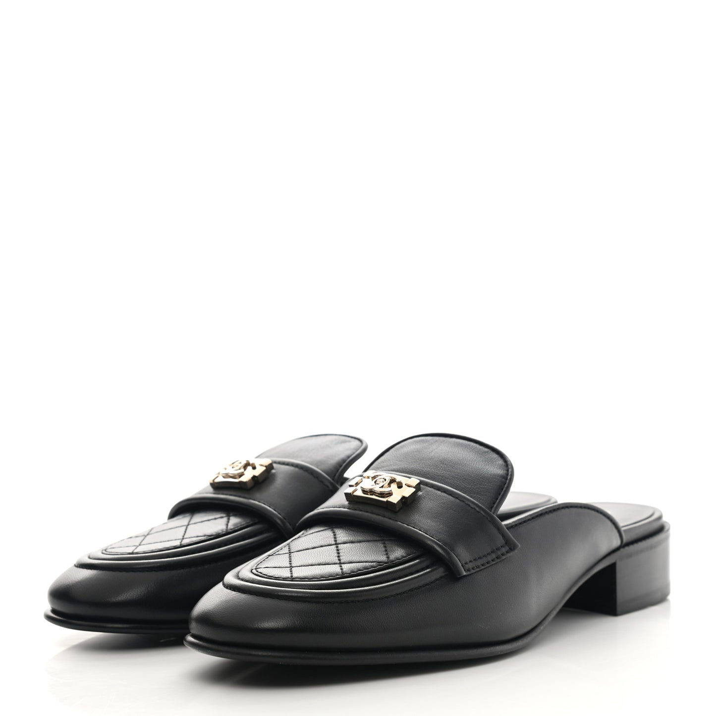 Lambskin Quilted Boy Mules 40 Black