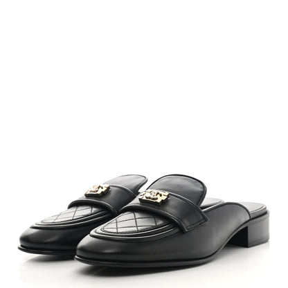 Chanel Lambskin Quilted Boy Mules 40 Black 3 of 9