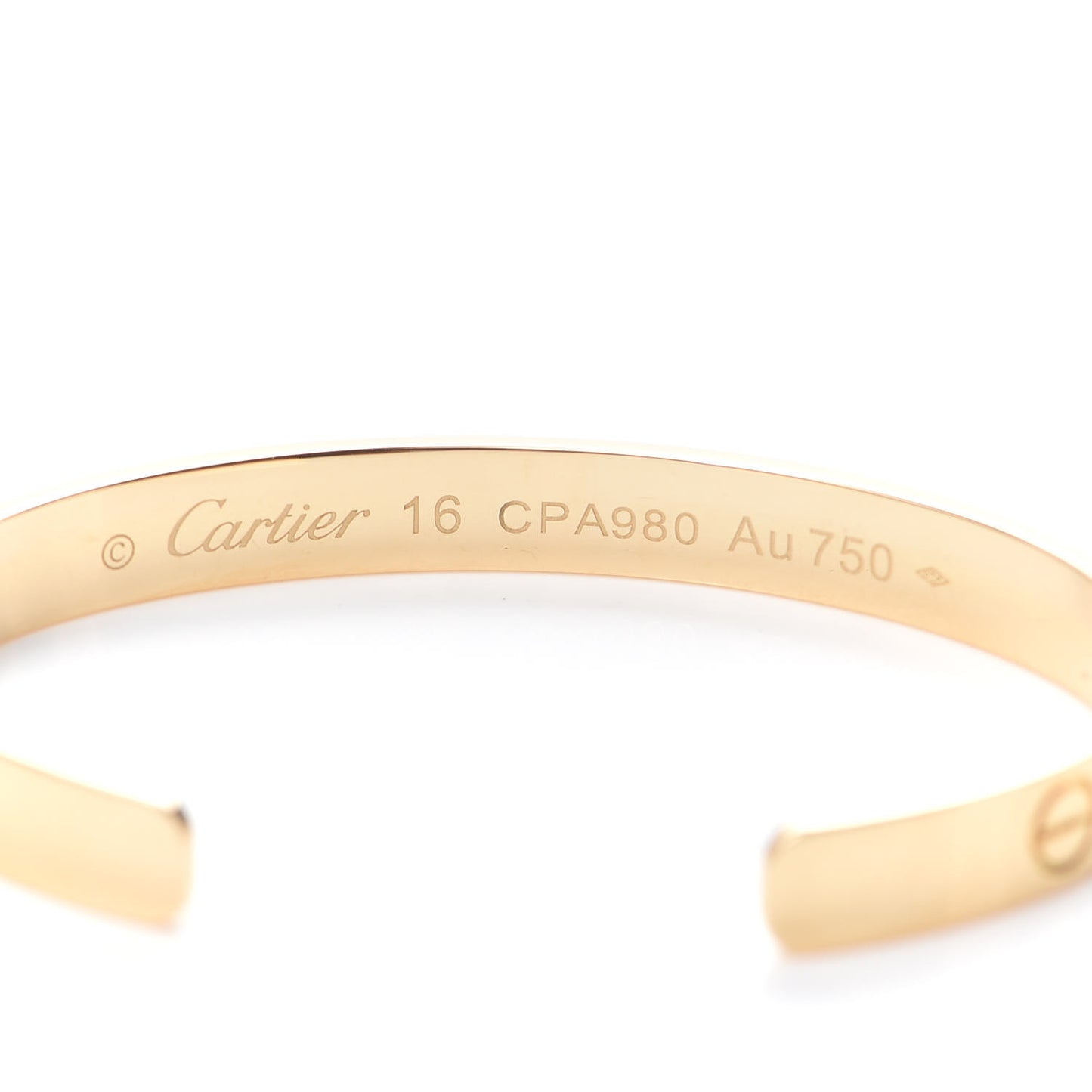 18K Yellow Gold LOVE Cuff Bracelet 16