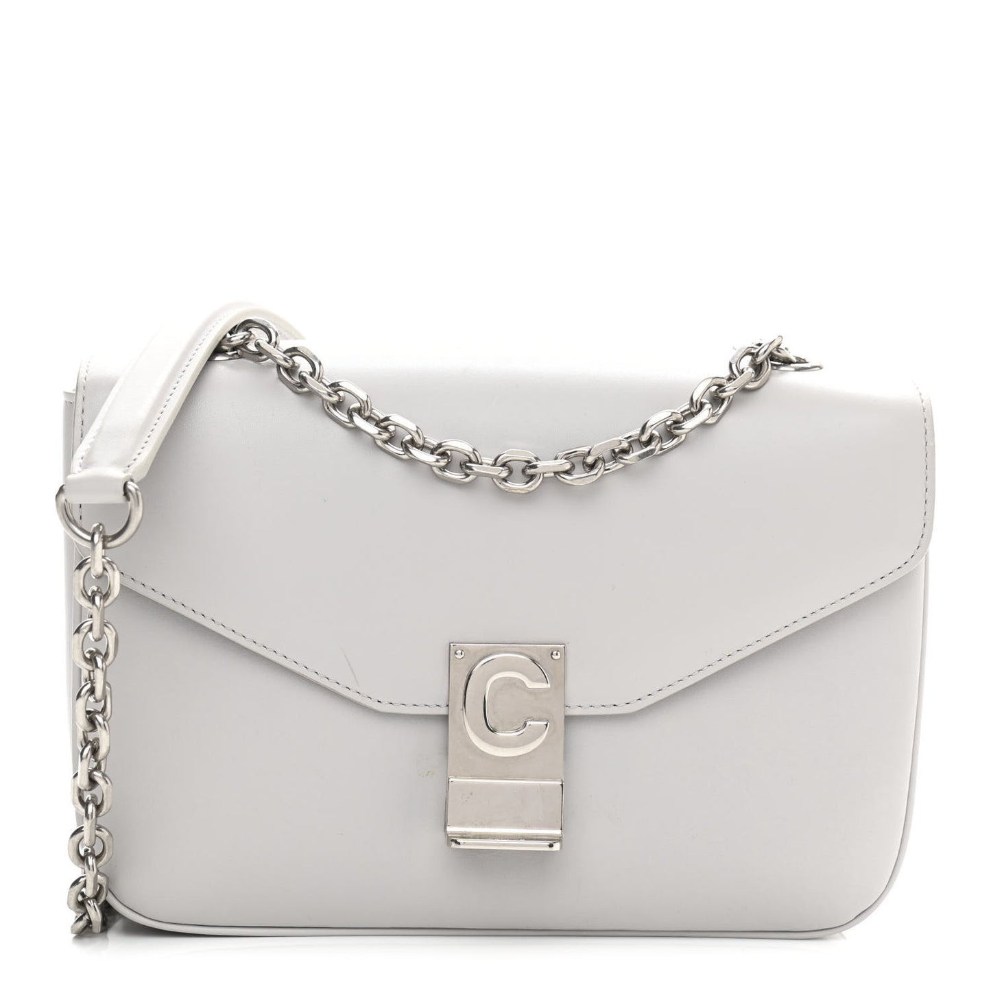 Shiny Calfskin Medium C Bag Pale Grey