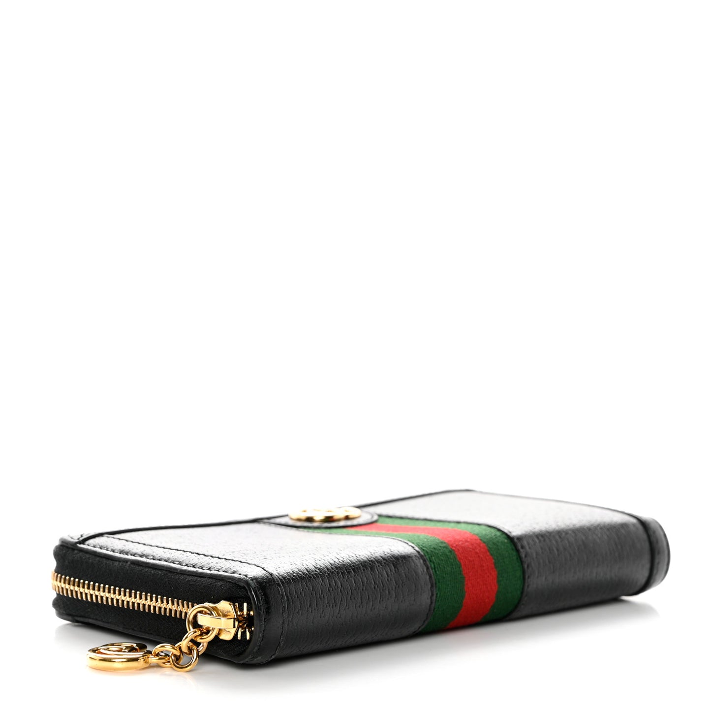 Calfskin Web Ophidia Zip Around Wallet Black