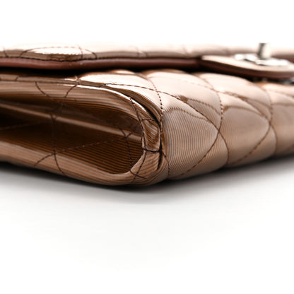 Chanel Striated Patent Quilted Clutch With Chain Flap Brown 9 of 16