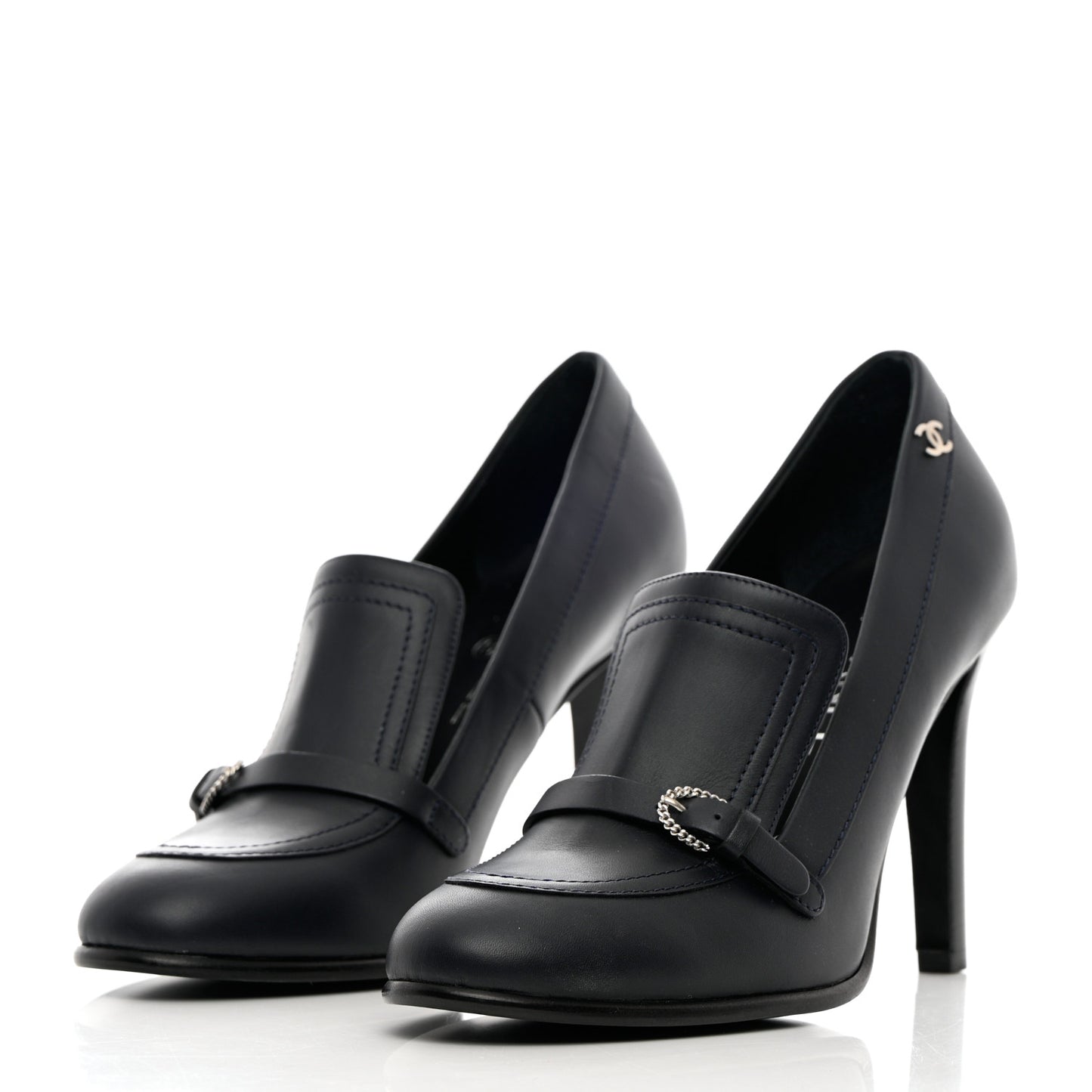 Calfskin Buckle Pumps 39.5 Navy