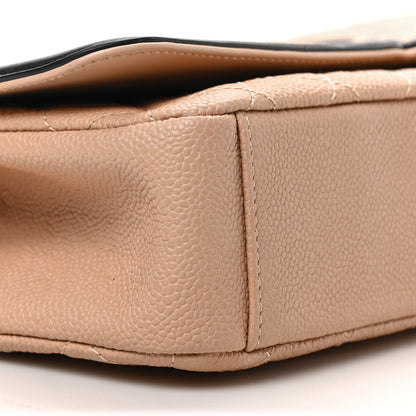 Chanel Caviar Quilted Medium CC Filigree Flap Beige Black 8 of 9