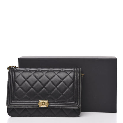 Chanel Lambskin Quilted Boy Wallet On Chain WOC Black 20 of 20