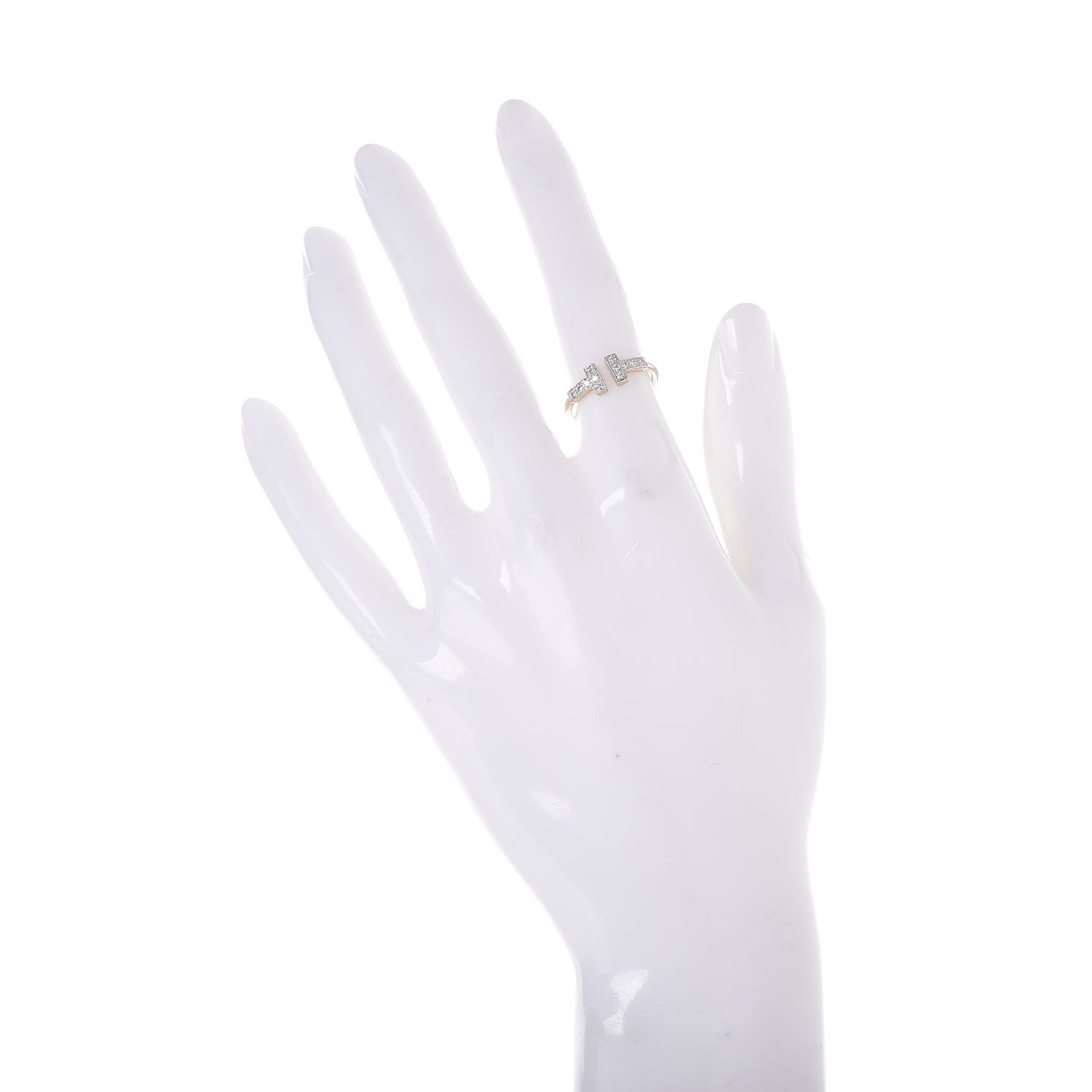 Tiffany 18K White Gold Diamond T Wire Ring 49 4.75 2 of 5