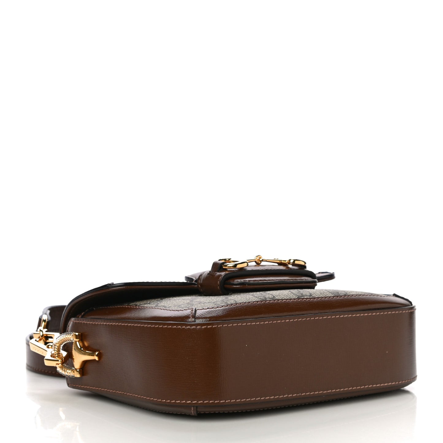 GG Supreme Monogram Web Mini Horsebit 1955 Shoulder Bag Beige Brown Sugar