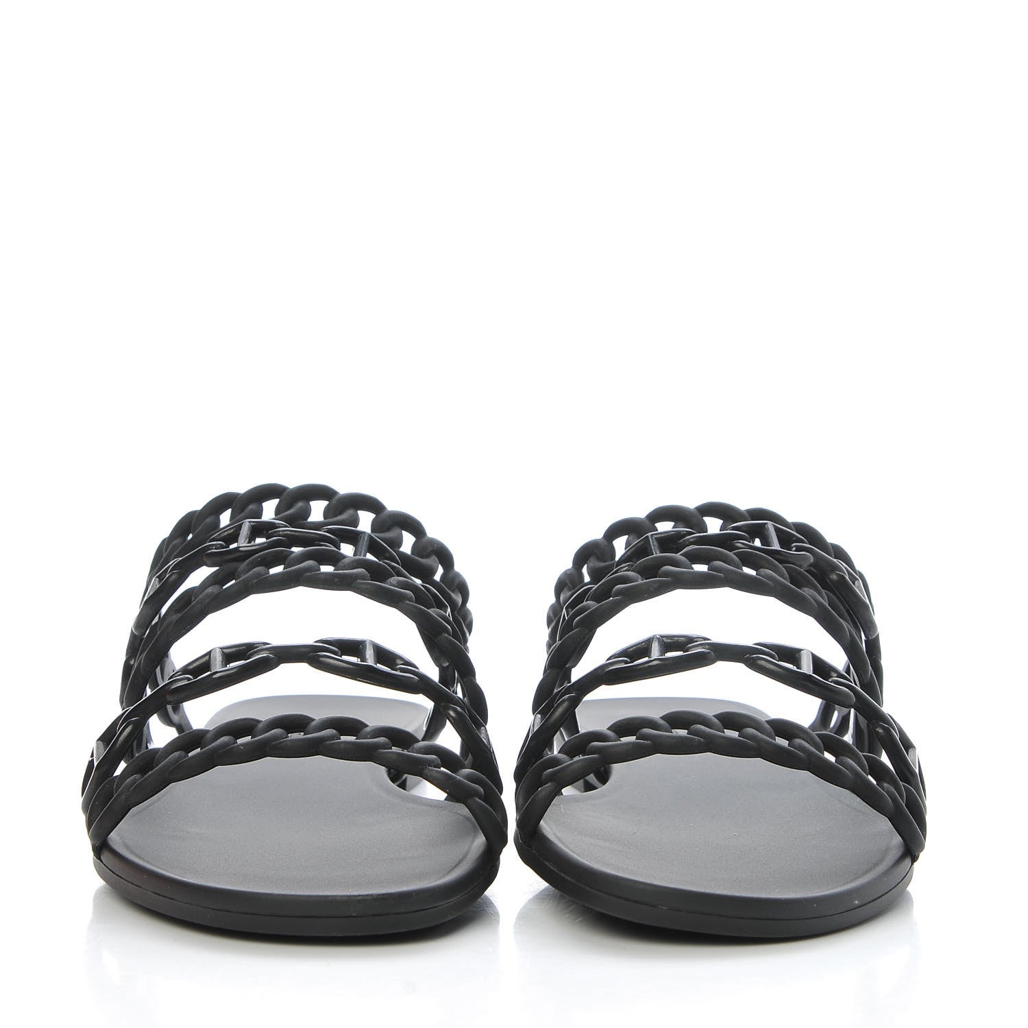 Hermes Rubber Chaine d'Ancre Nude Sandals 37 Black 2 of 8