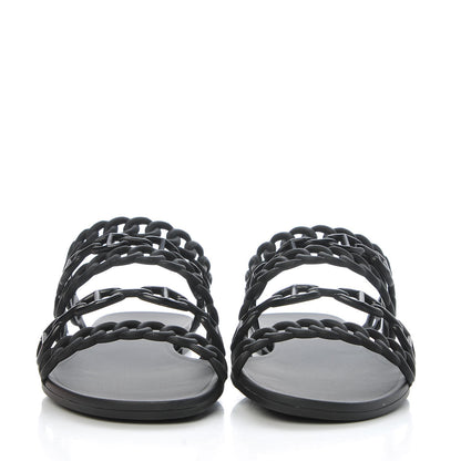 Hermes Rubber Chaine d'Ancre Nude Sandals 37 Black 2 of 8