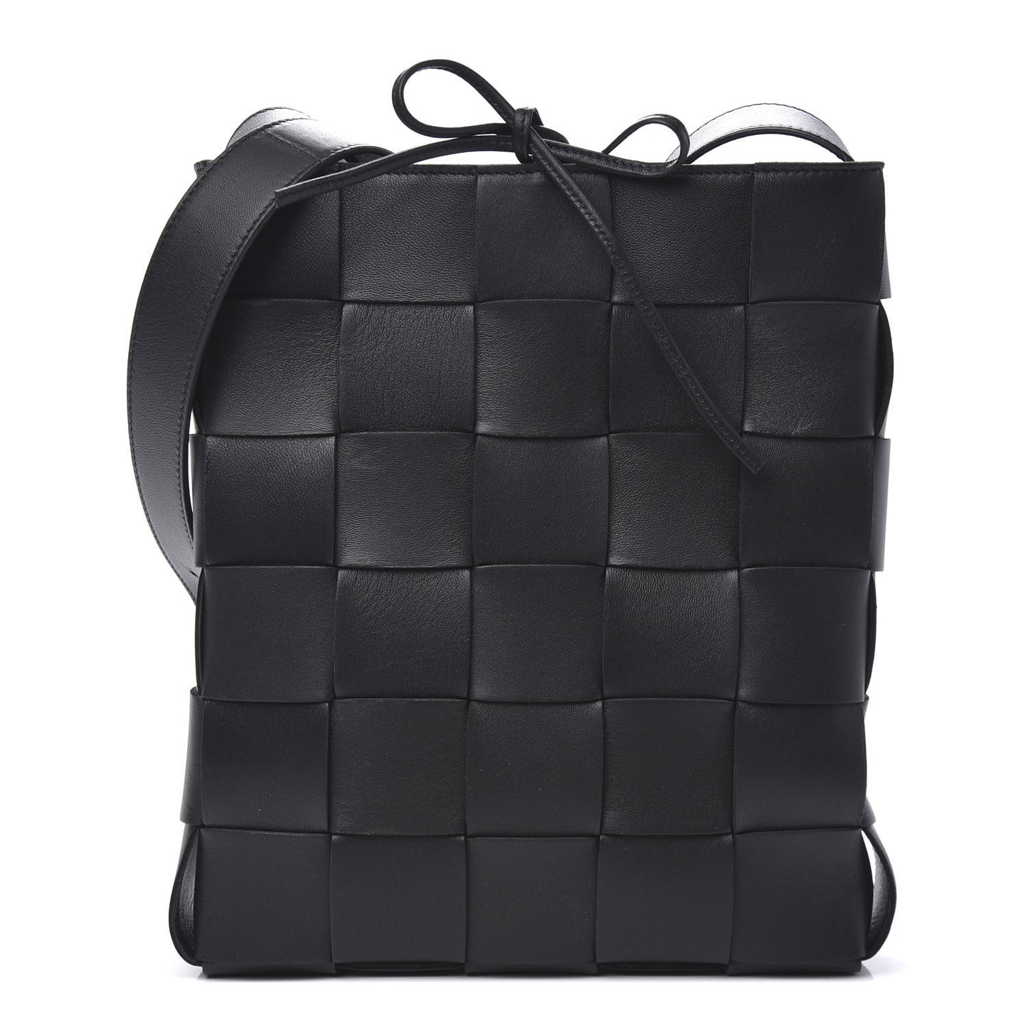 Lambskin Maxi Intrecciato Cassette Messenger Black