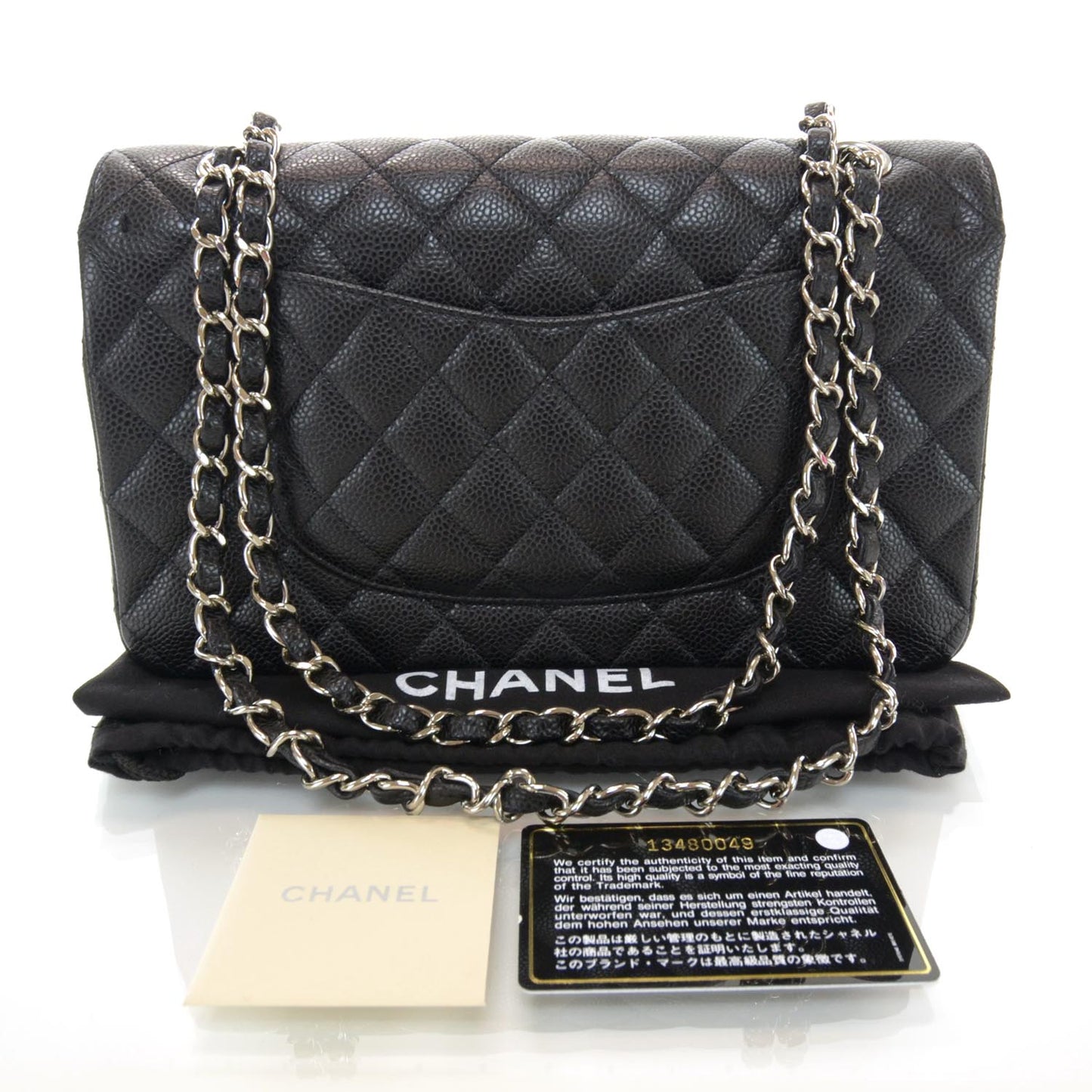 Caviar Quilted Medium Double Flap Black
