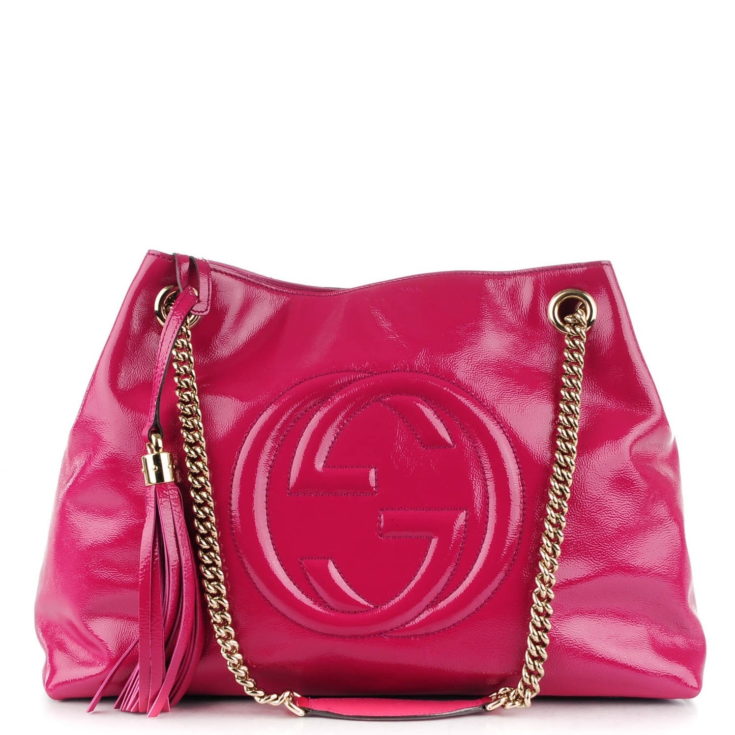Vernice Naplack Medium Soho Chain Shoulder Bag Bright Bouganville