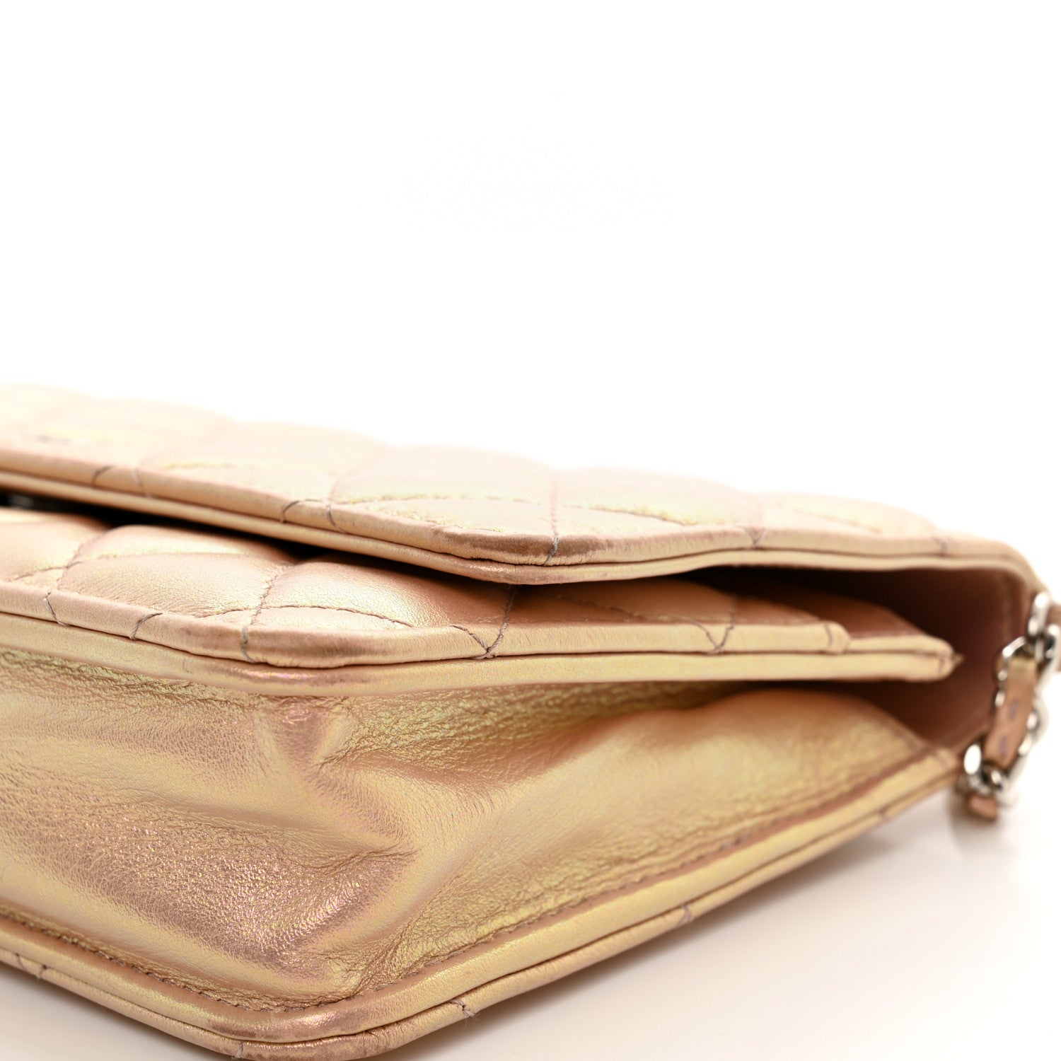 Chanel Iridescent Calfskin Quilted Wallet on Chain WOC Pink 12 of 15