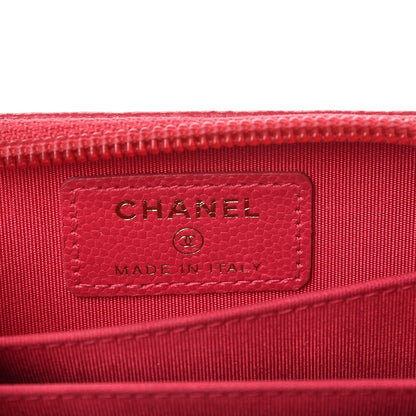 Chanel Caviar Quilted Boy Zip Around Coin Purse Wallet Fuchsia 6 of 9