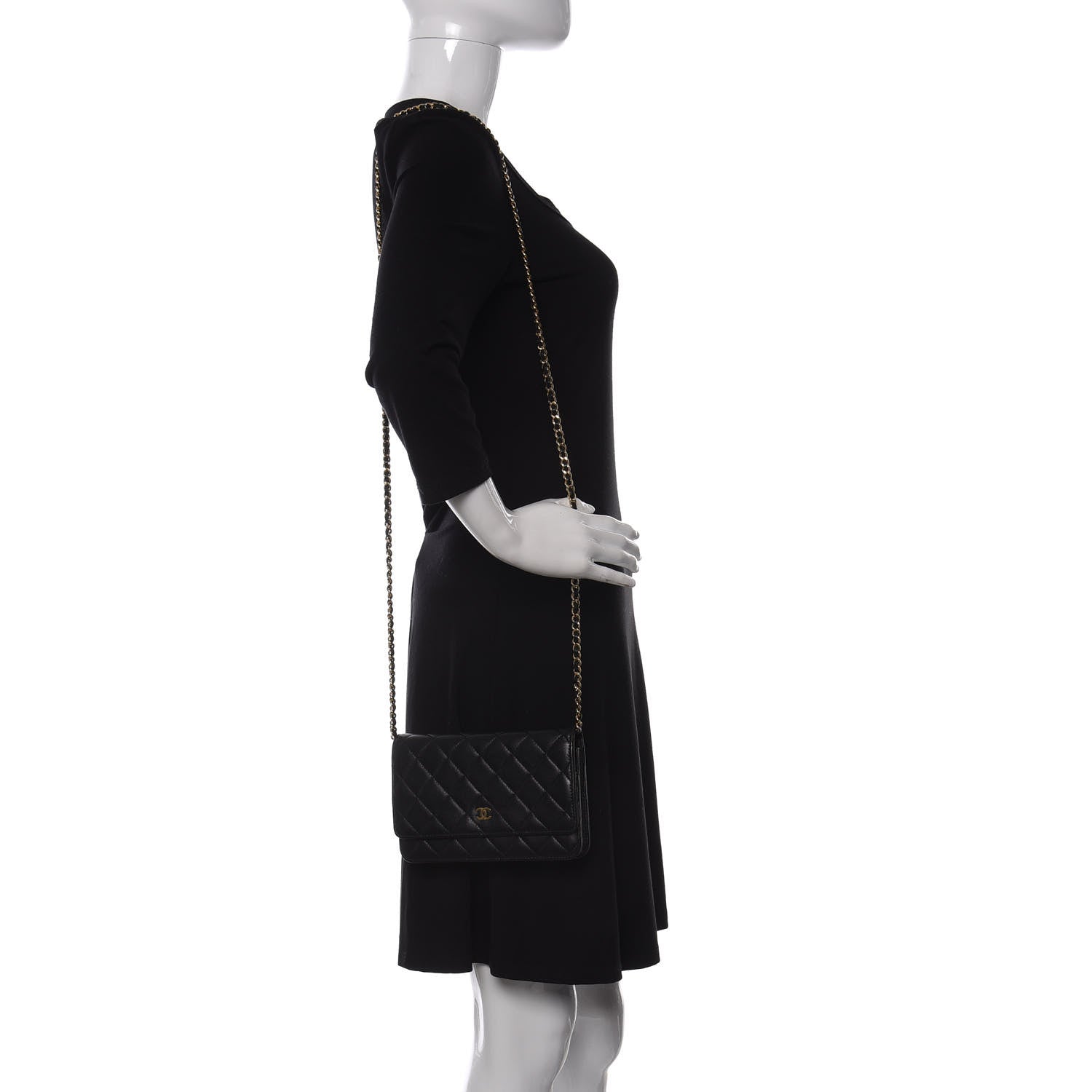 Chanel Lambskin Quilted Wallet On Chain WOC Black 2 of 13