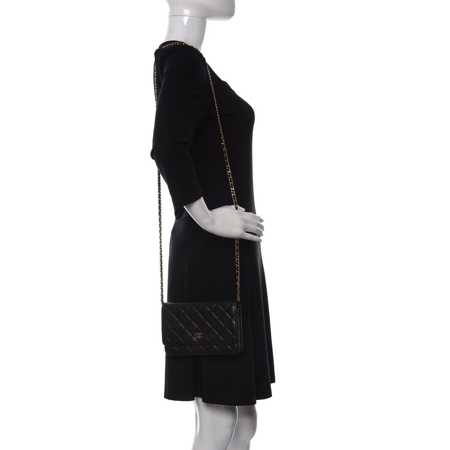 Lambskin Quilted Wallet On Chain WOC Black