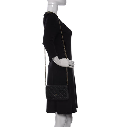 Chanel Lambskin Quilted Wallet On Chain WOC Black 2 of 13