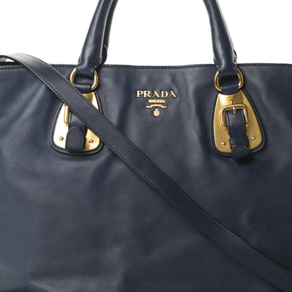 Prada Soft Calfskin Shopping Tote Navy 8 of 14