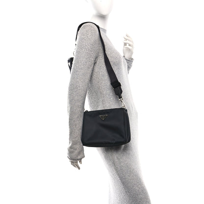 Prada Re-Nylon Saffiano Pocket Zippered Shoulder Bag Black 2 of 11