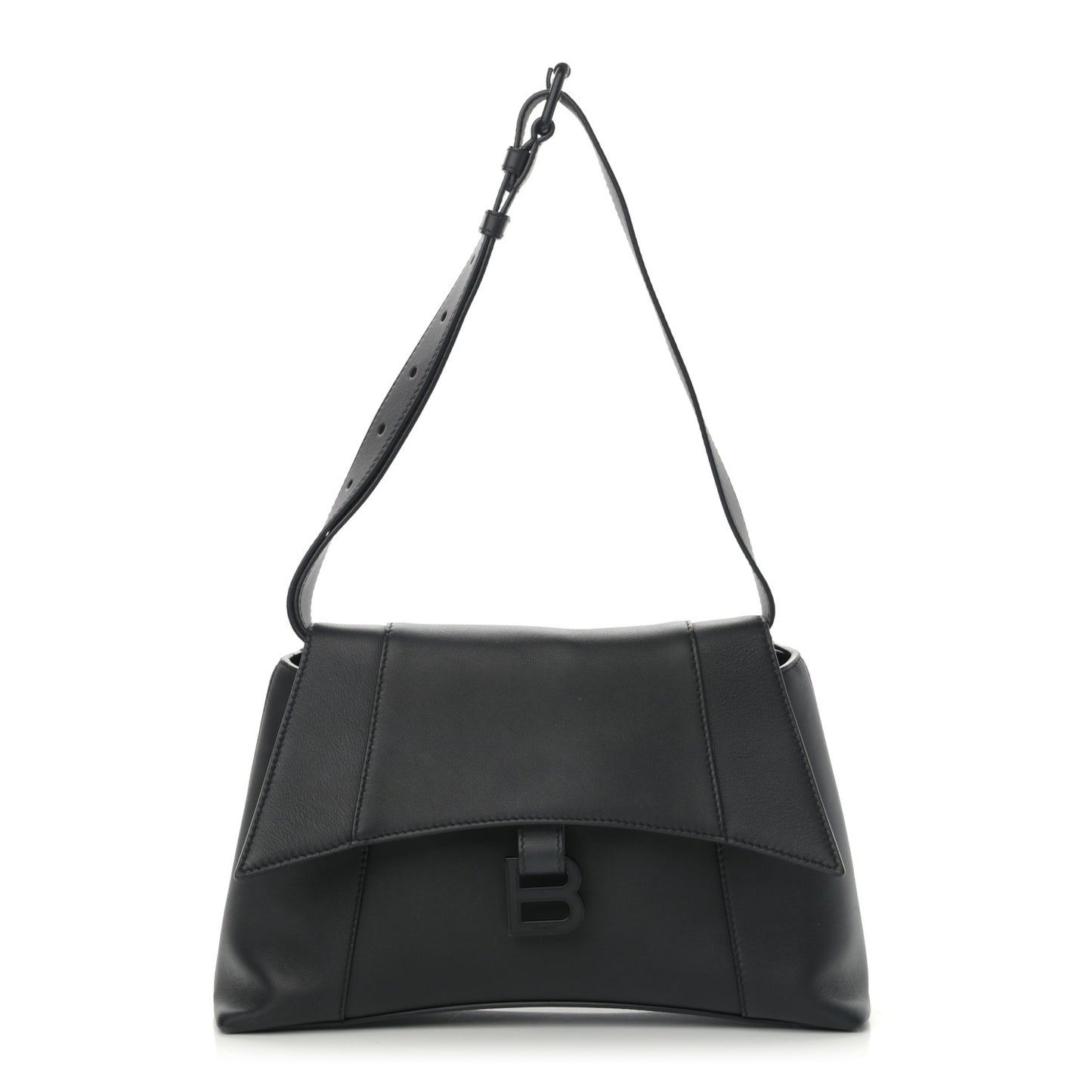 Semi Shiny Smooth Calfskin Monochrome Small Downtown Shoulder Bag Black