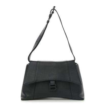 Balenciaga Semi Shiny Smooth Calfskin Monochrome Small Downtown Shoulder Bag Black 1 of 14