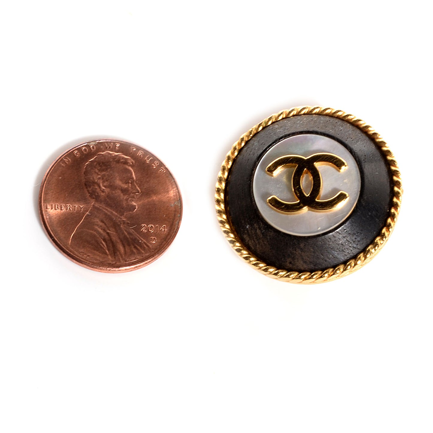 CC Mother of Pearl and Wood Clip On Earrings Gold
