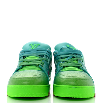 Louis Vuitton Calfskin Mens LV Trainer Sneakers 8.5 Green Ombre 2 of 8