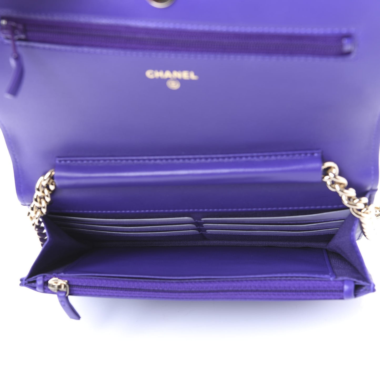 Lambskin Quilted Boy Wallet On Chain WOC Purple