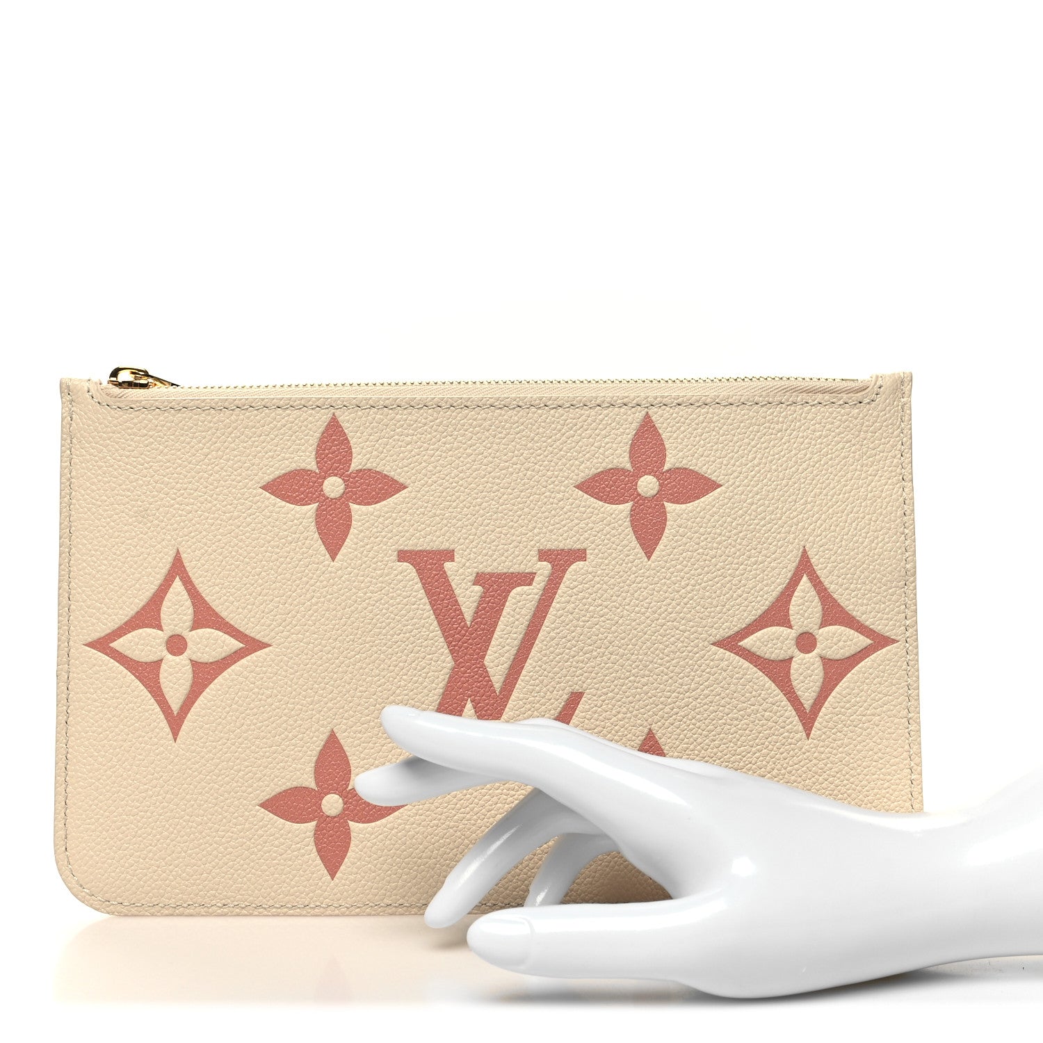 Louis Vuitton Empreinte Monogram Giant Neverfull MM Pochette Creme Rose Trianon 2 of 10