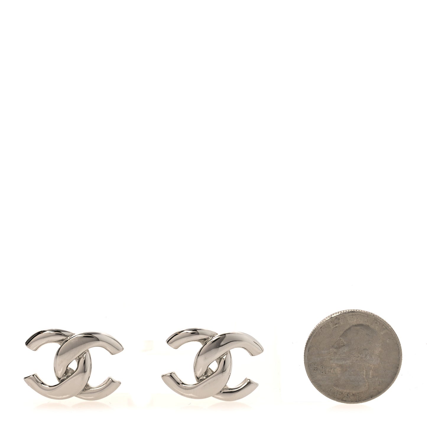 Metal CC Earrings  Silver