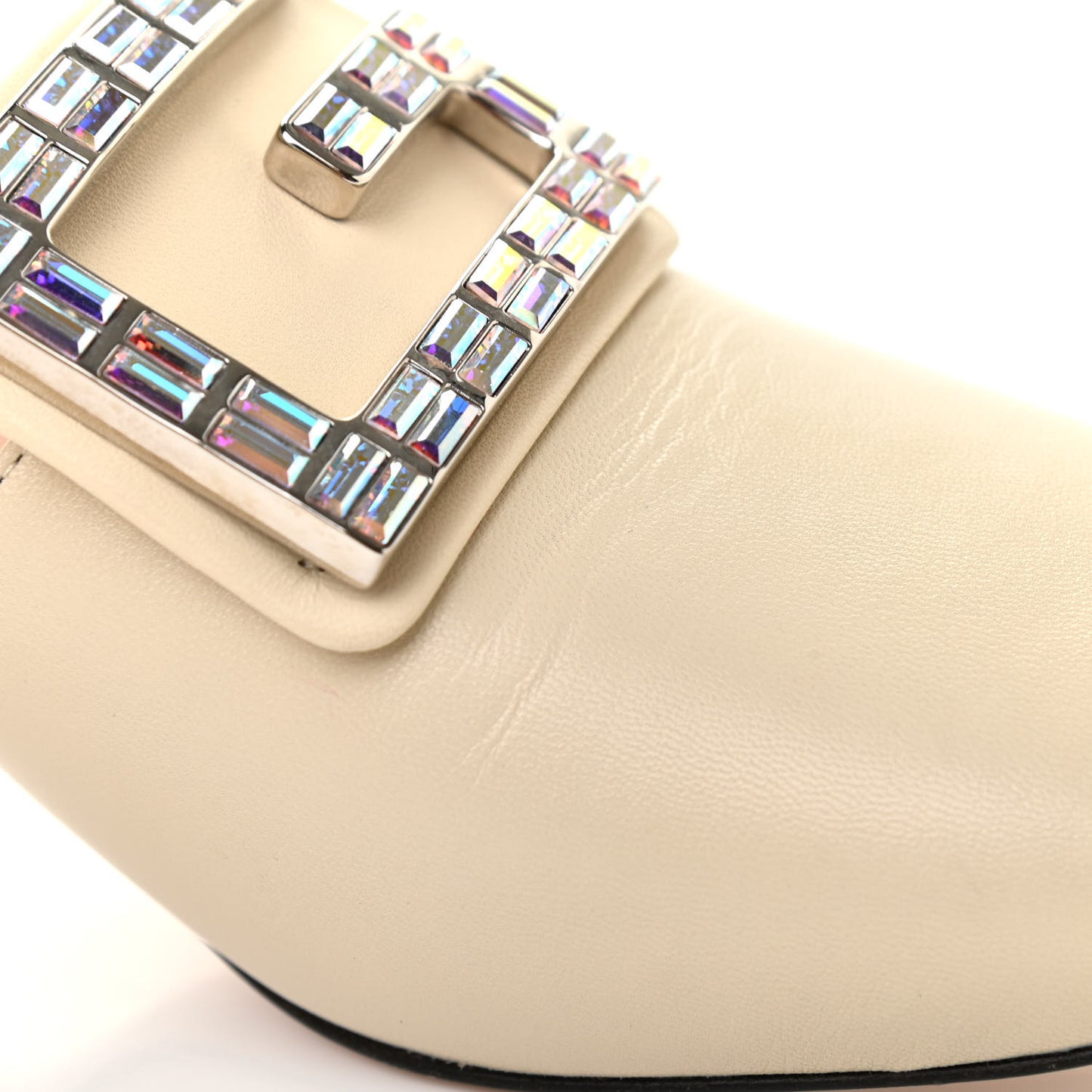 Malaga Kid Crystal Square G Madelyn Mules 35 Vintage White