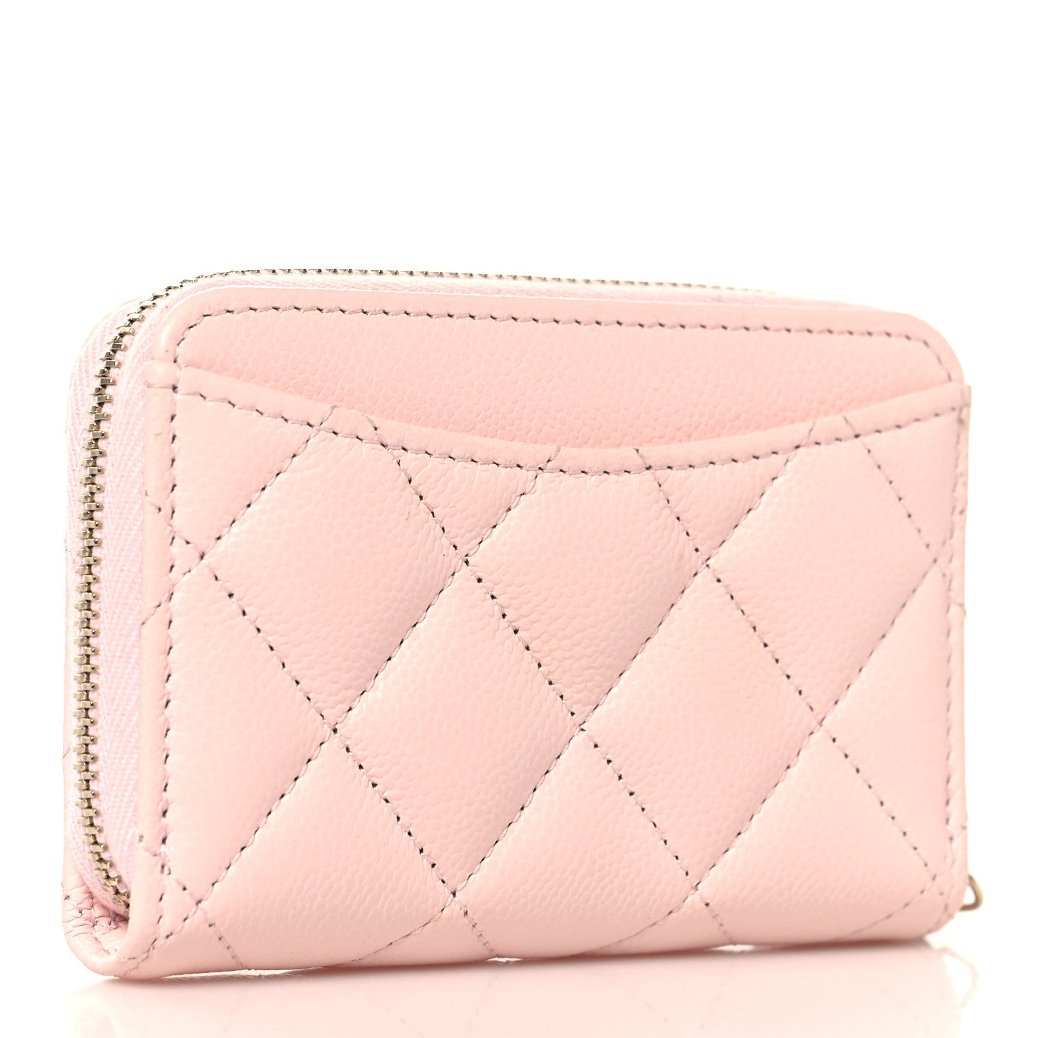 Chanel Caviar Quilted Zip Coin Purse Wallet Light Pink 3 of 9