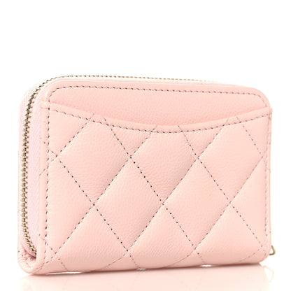 Chanel Caviar Quilted Zip Coin Purse Wallet Light Pink 3 of 9