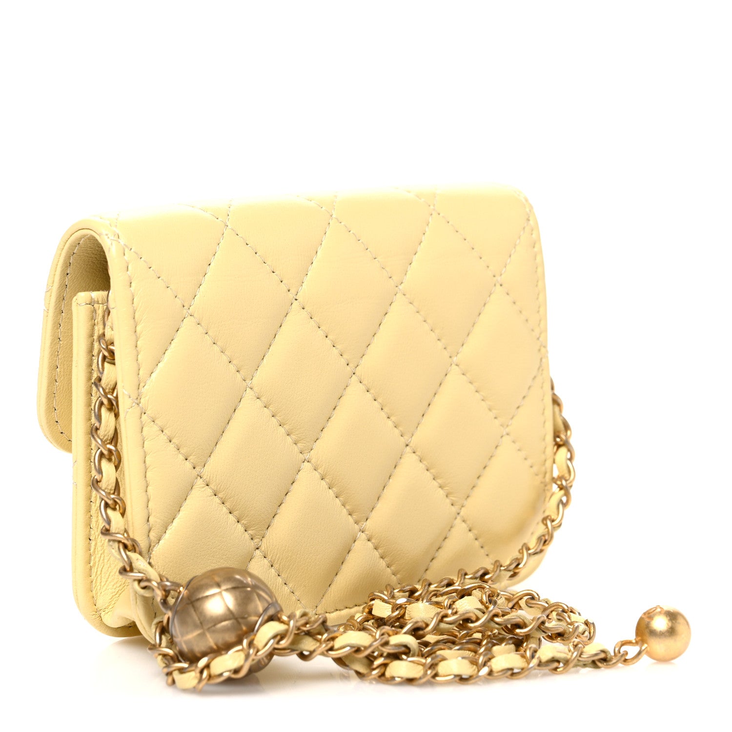 Chanel Lambskin Quilted Pearl Crush Clutch With Chain Yellow 3 of 11