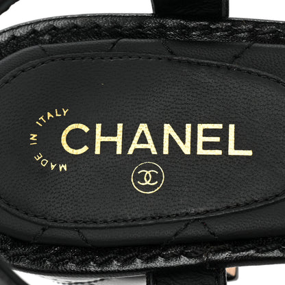 Chanel Goatskin Chain CC Logo Thong Sandals 39 Black 7 of 10