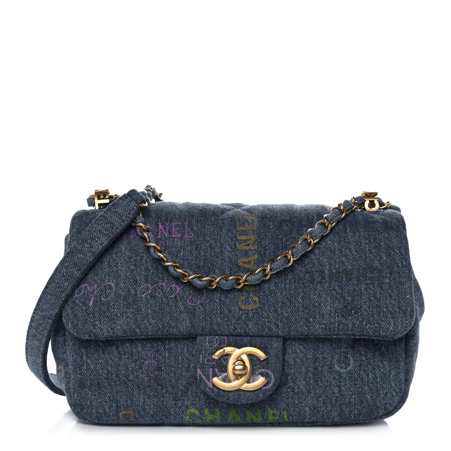 Chanel Denim Quilted Mini Denim Mood Rectangular Flap Blue Multicolor 1 of 12