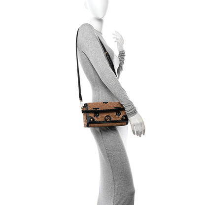 Burberry Raffia Calfskin TB Small Note Crossbody Bag Natural Black 3 of 11